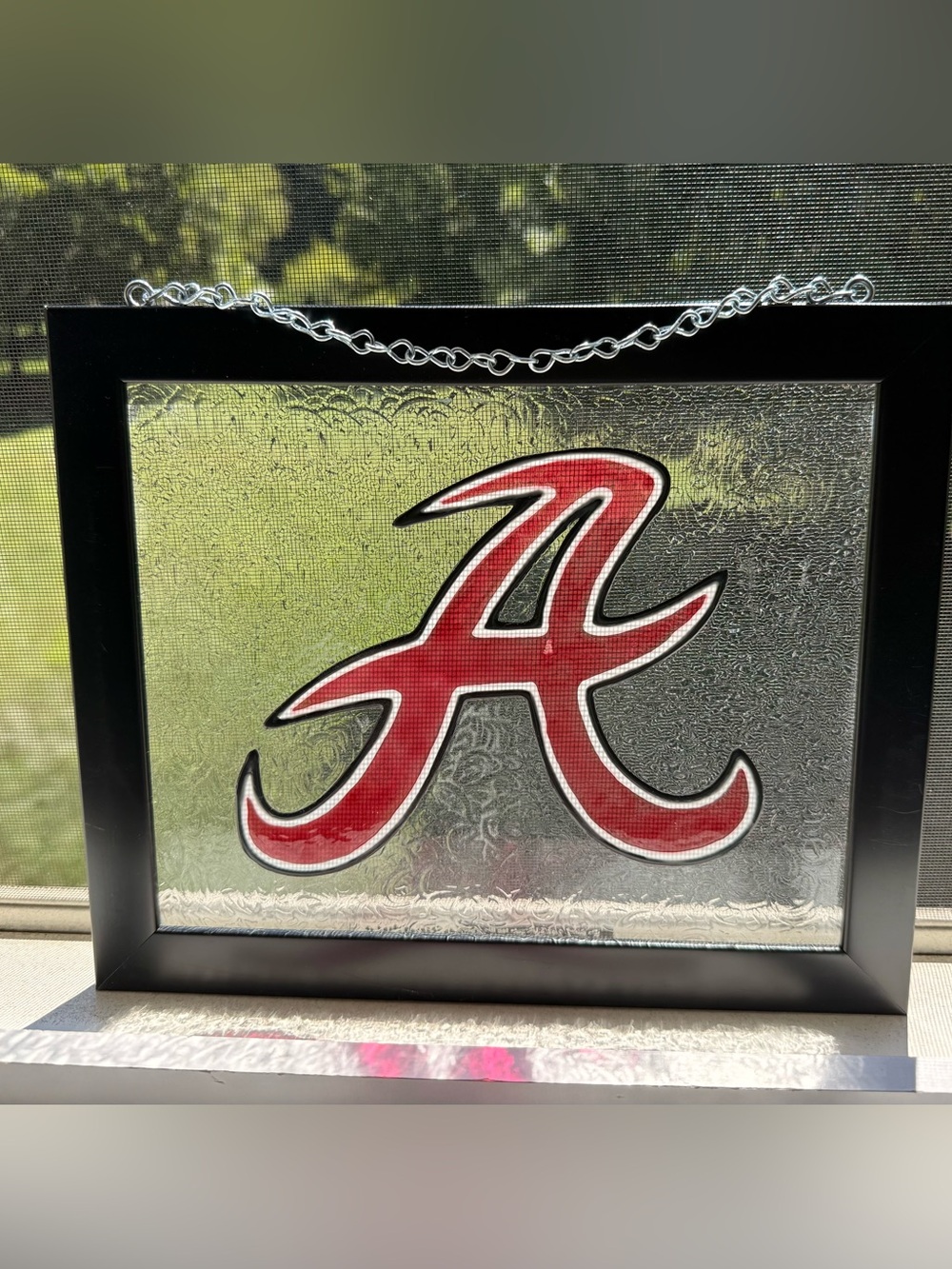 Alabama Crimson Tide Faux Stained Glass Hand-Painted Hanging Art